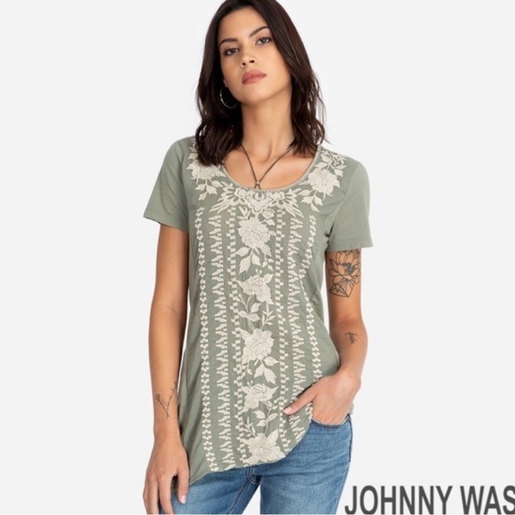 Johnny Was Letty Woven Short Sleeve Tunic Top Boho Chic - Picture 1 of 5